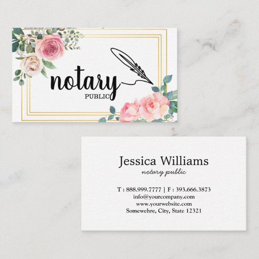 Notarisch Openbaar Elegant Manuscript Gewoon Visit Visitekaartje (Voorkant / Achterkant)