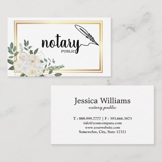 Notarisch Openbaar Elegant Manuscript Gewoon Visit Visitekaartje (Voorkant / Achterkant)