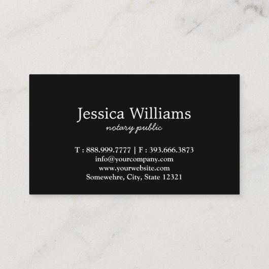Notarisch Openbaar Elegant Manuscript Gewoon Visitekaartje (Achterkant)