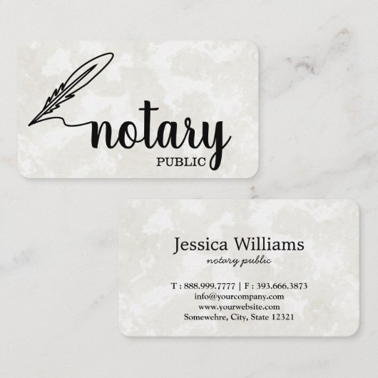 Notarisch Openbaar Elegant Manuscript Plain Visitekaartje (Voorkant / Achterkant)