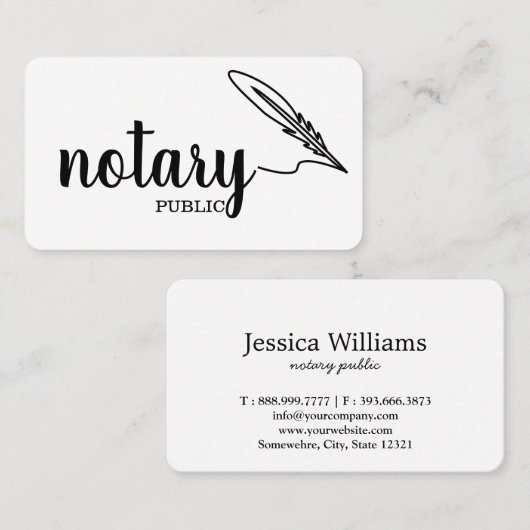 Notarisch Openbaar Elegant Manuscript Plain Visitekaartje (Voorkant / Achterkant)