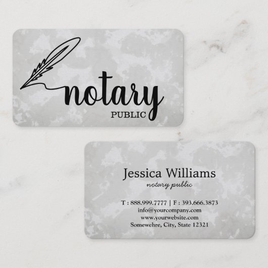 Notarisch Openbaar Elegant Manuscript Plain Visitekaartje (Voorkant / Achterkant)