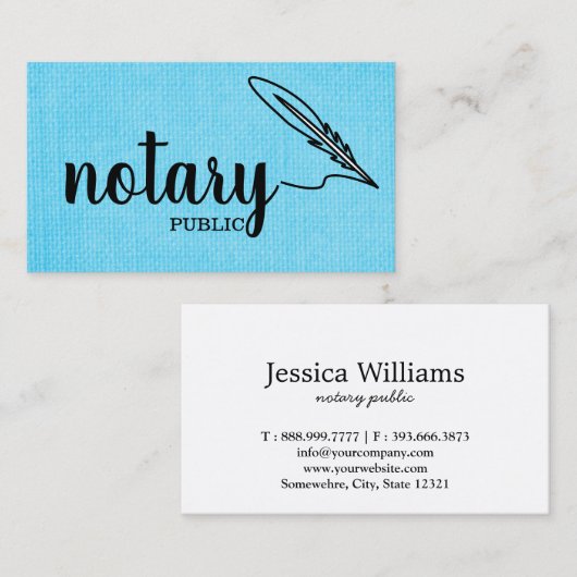 Notarisch Openbaar Elegant Manuscript Plain Visitekaartje (Voorkant / Achterkant)