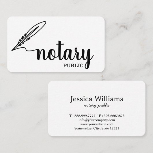 Notarisch Openbaar Elegant Manuscript Plain Visitekaartje (Voorkant / Achterkant)