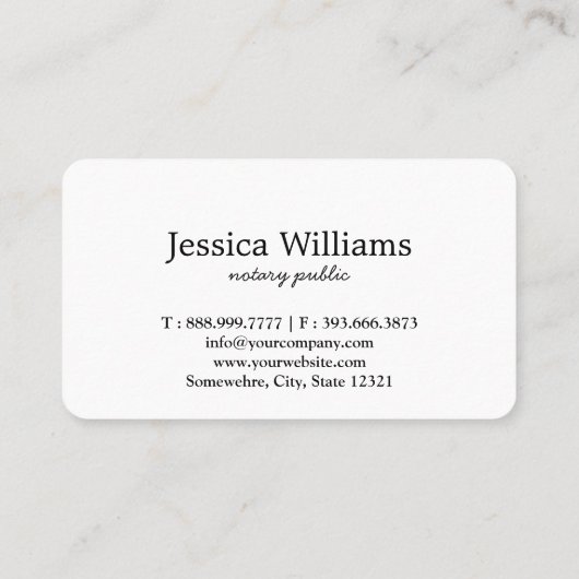 Notarisch Openbaar Elegant Manuscript Plain Visitekaartje (Achterkant)