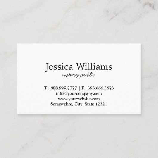 Notarisch Openbaar Elegant Manuscript Plain Visitekaartje (Achterkant)