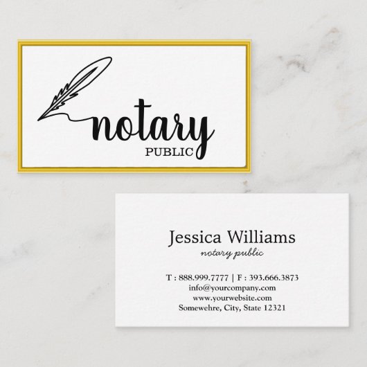 Notarisch Openbaar Elegant Manuscript Plain Visitekaartje (Voorkant / Achterkant)