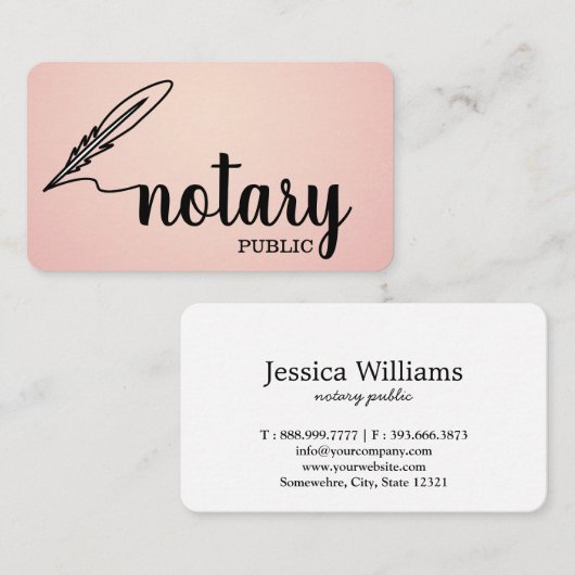 Notarisch Openbaar Elegant Manuscript Plain Visitekaartje (Voorkant / Achterkant)