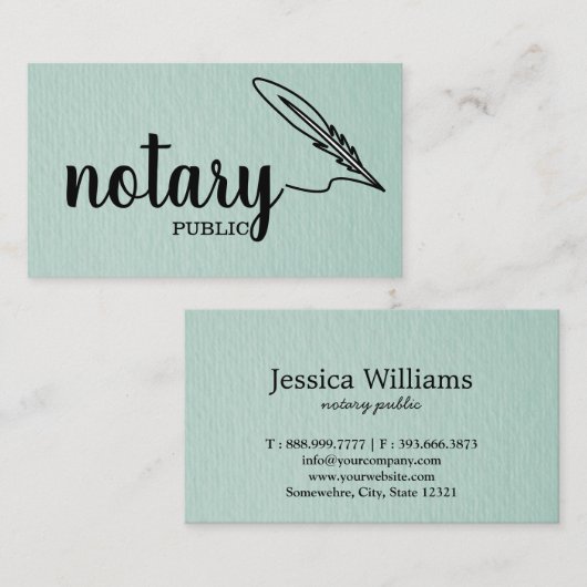 Notarisch Openbaar Elegant Manuscript Plain zwart- Visitekaartje (Voorkant / Achterkant)