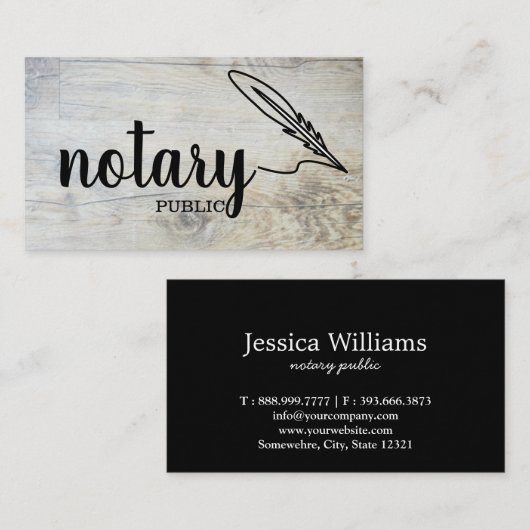 Notarisch Openbaar Elegant Manuscript Plain zwart- Visitekaartje (Voorkant / Achterkant)