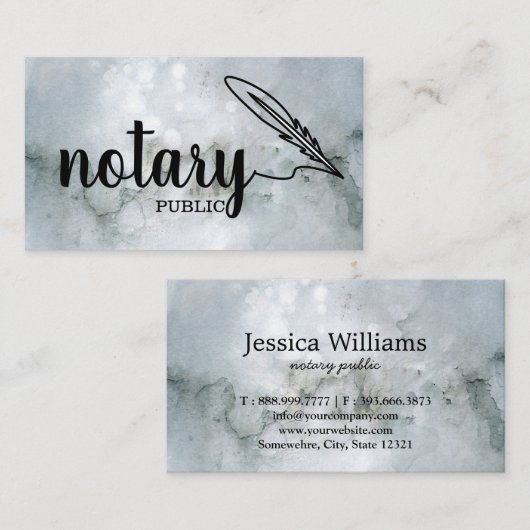 Notarisch Openbaar Elegant Manuscript Plain zwart- Visitekaartje (Voorkant / Achterkant)