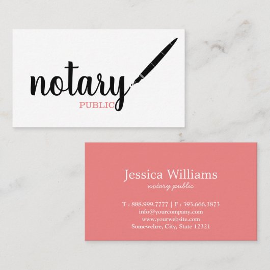 Notarisch Openbaar Elegant Manuscript Plain zwart- Visitekaartje (Voorkant / Achterkant)