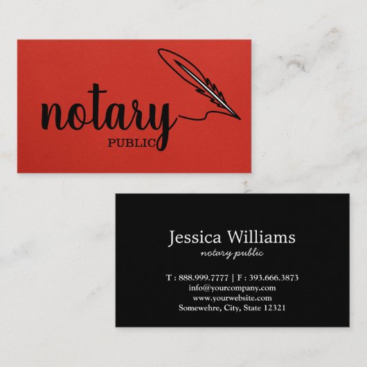 Notarisch Openbaar Elegant Manuscript Plain zwart- Visitekaartje (Voorkant / Achterkant)