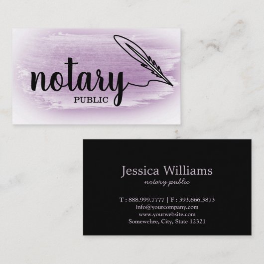 Notarisch Openbaar Elegant Manuscript Plain zwart- Visitekaartje (Voorkant / Achterkant)