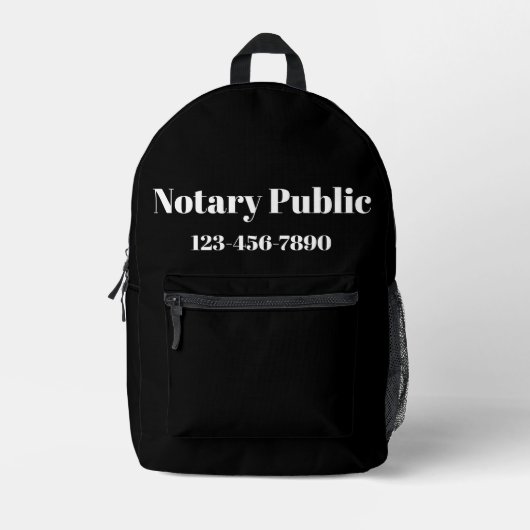 Notarisch Openbaar Zwart-wit telefoonnummer Bedrukte Rugzak (Voorkant)