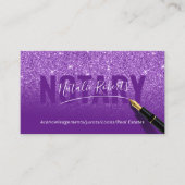 Notarisch Paars Glitter Elegant Signature Visitekaartje (Voorkant)