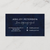 Notarische elegante typografie blauw zilverglitter visitekaartje (Achterkant)