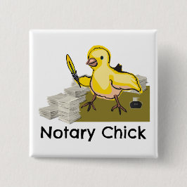 Notarische kieuwbeerput en documenten vierkante button 5,1 cm