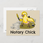 Notarische kuiken met doezelaar en documenten briefkaart (Voorkant / Achterkant)