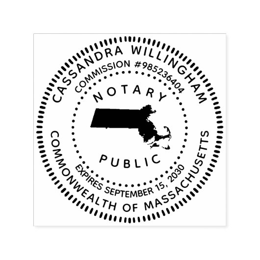Notarische openbare massachusetts  zelfinktende stempel (Design)