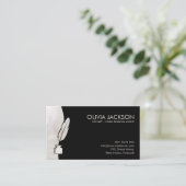 Notarische quillespen zwarte en parelkleurige inkt visitekaartje (Staand voorkant)