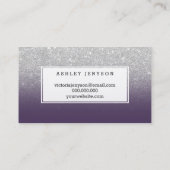 Notarische typografie zilverglitter paars visitekaartje (Achterkant)