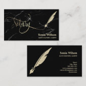 Notariselegant roos goudtipografie veer pen bu visitekaartje (Voorkant / Achterkant)