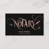 Notariselegant roos goudtipografie veer pen bu visitekaartje (Voorkant)