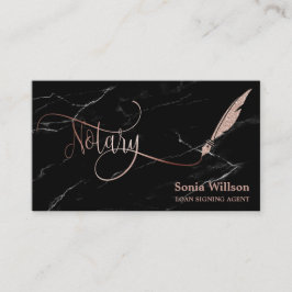 Notariselegant roos goudtipografie veer pen bu visitekaartje