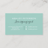 Notariselegant-typografie marmer mint glitter visitekaartje (Achterkant)