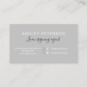 Notariselegante typografie zilverglittergrijs visitekaartje (Achterkant)