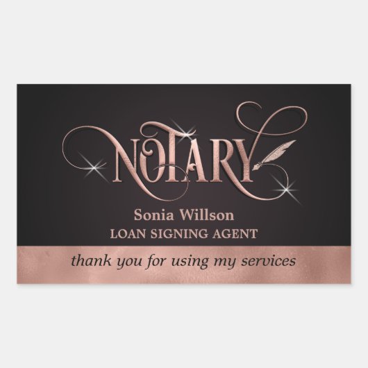 Notarisering goudlening roos: Dank u wel Rechthoekige Sticker (Voorkant)