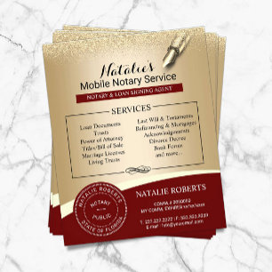 Notarishandtekening agent rood en goud flyer