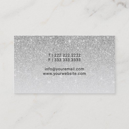 Notarishandtekening van de agent Silver Glitter Visitekaartje (Achterkant)