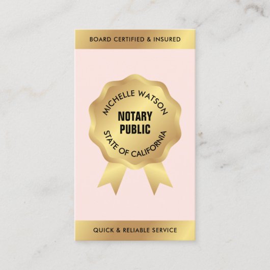 Notarislening ondertekenaar Modern Blush Pink & Go Visitekaartje (Voorkant)