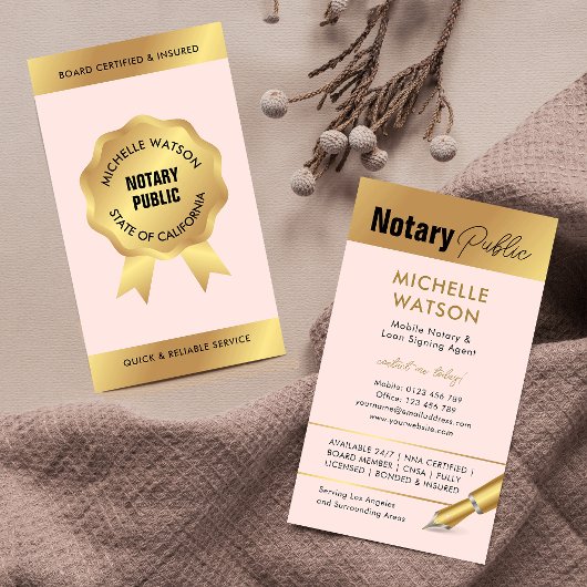 Notarislening ondertekenaar Modern Blush Pink & Go Visitekaartje