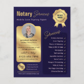 Notarislening ondertekenaar Navy & Gold Logo Foto Flyer (Voorkant)