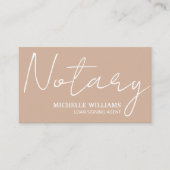 Notarislening ondertekenaar Script Logo Beige Visitekaartje (Voorkant)