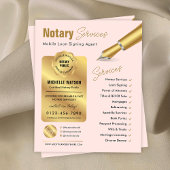 Notarislening ondertekenaar Stamp Pink & Gold Logo Flyer