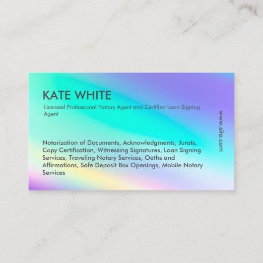 notarismakelaar visitekaartje (Achterkant)