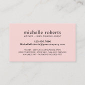 Notarisondertekenaar Blush Pink Silver Photo Visitekaartje (Achterkant)