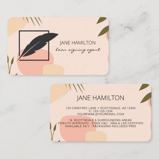 Notarisondertekenaar Boho Visitekaartje (Voorkant / Achterkant)