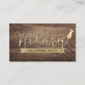 Notarisondertekenaar Classy Wood & Gold Visitekaartje (Voorkant)