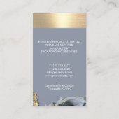 Notarisondertekenaar Gold Quill Blue Agate Visitekaartje (Achterkant)