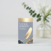 Notarisondertekenaar Gold Quill Blue Agate Visitekaartje (Staand voorkant)
