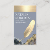 Notarisondertekenaar Gold Quill Blue Agate Visitekaartje (Voorkant)