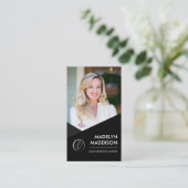 Notarisondertekenaar Modern Black Foto Visitekaartje (Staand voorkant)