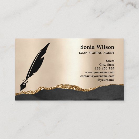 Notarisondertekenaar Modern Black Gold Photo Visitekaartje (Achterkant)