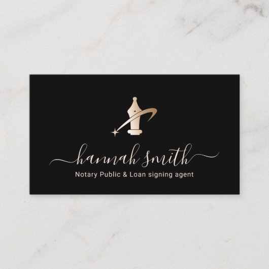 Notarisondertekenaar Modern Black & Gold Visitekaartje (Voorkant)