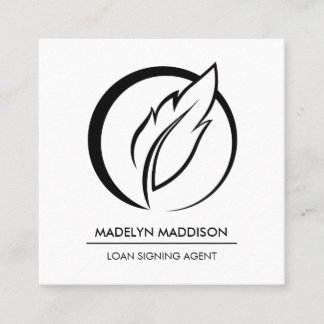 Notarisondertekenaar Modern Black & White Vierkante Visitekaartje